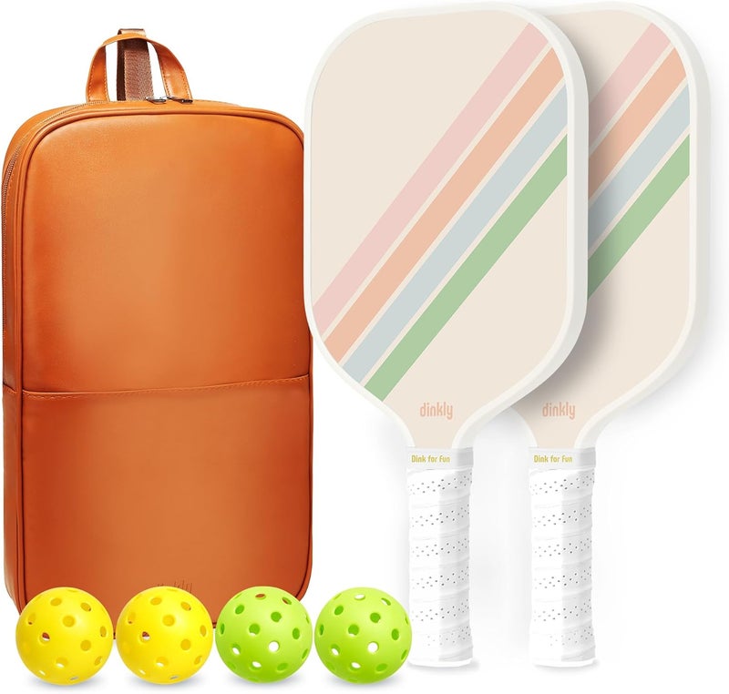 Dinkly Pickleball Paddles Set of 2/4- USAPA Approved Graphite/Fiberglass Pickleball Racket, 2 Pickleball Rackets, 4 Balls and 1 Portable Carry Bag, Aesthetic Pickle Ball Set for Men Women Beginners - Image 1
